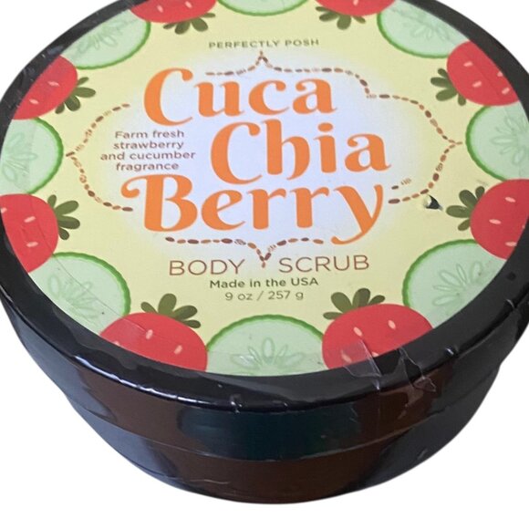 Cuca Chia Berry Body Scrub By Perfectly Posh 9 Oz Farm Fresh Strawberry Cucumber - Picture 6 of 10